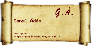 Gansl Ádám névjegykártya